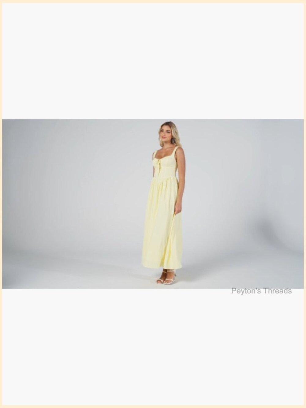 Corset Lace Up Sweetheart Neck A-Line Midi Dress Wedding Guest Flowy - Picture 6 of 6